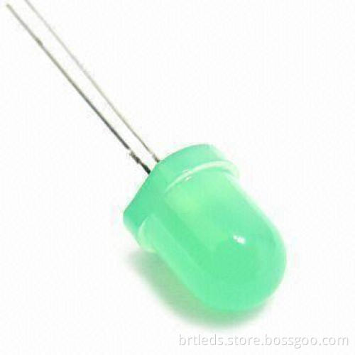 8mm Round LED Lamp with Yellow Green Emitted Color and Green Diffused Lens